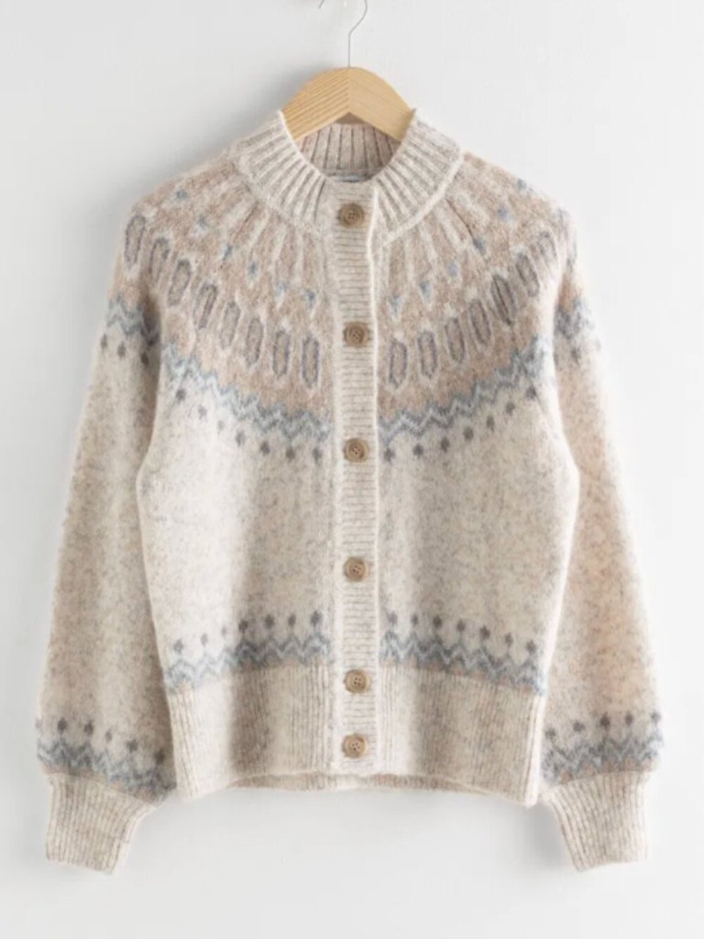 & other stories Fairisle Wool Blend Cardigan Size XS